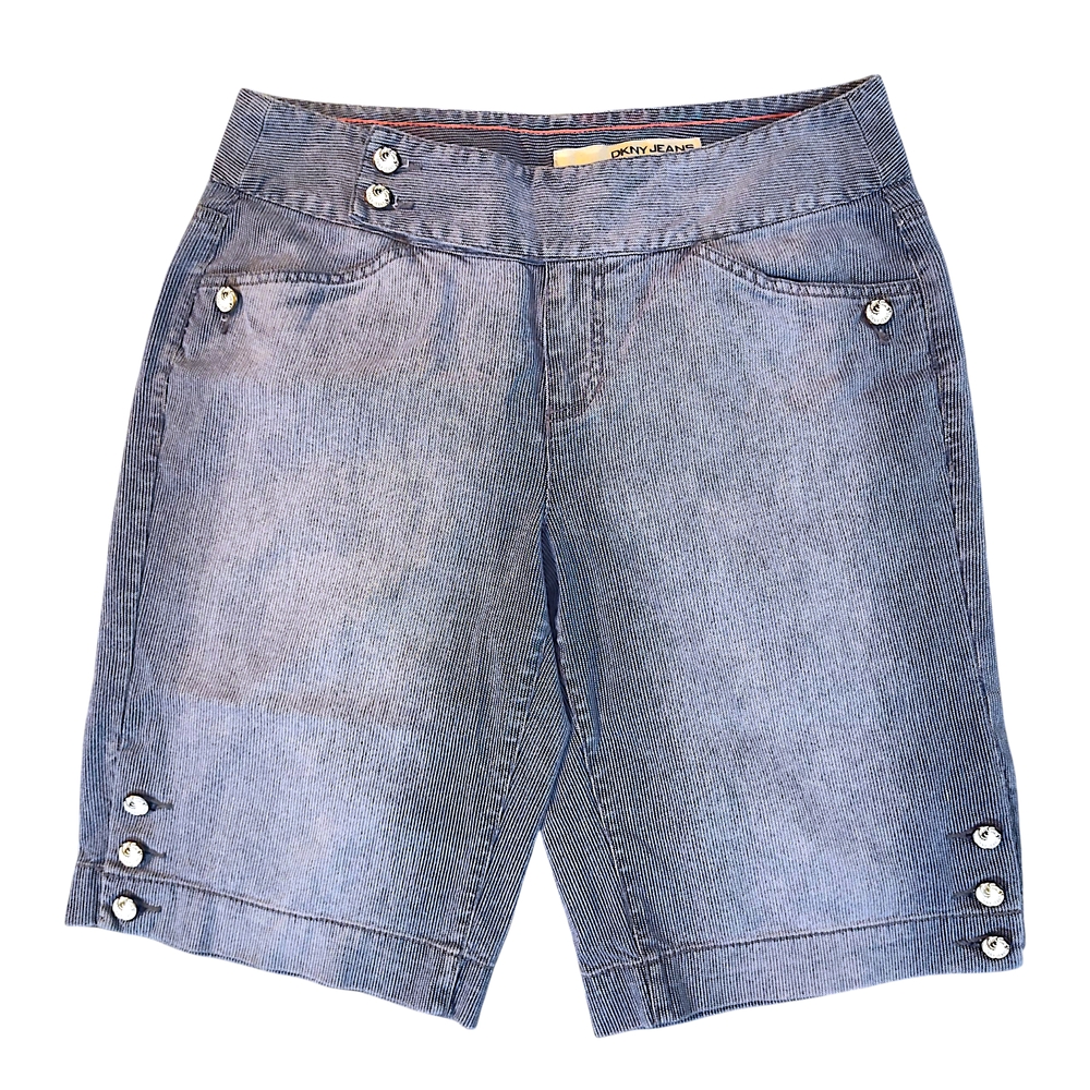DKNY Light Blue Jean Shorts with Button Accents - Picture 1 of 5
